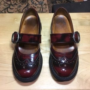 Fluevog Dark Red and Black Rub-Off Angela’s